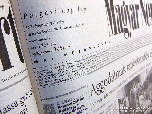 August 28, 2007 / Hungarian nation / birthday!? Original newspaper! No.: 22445