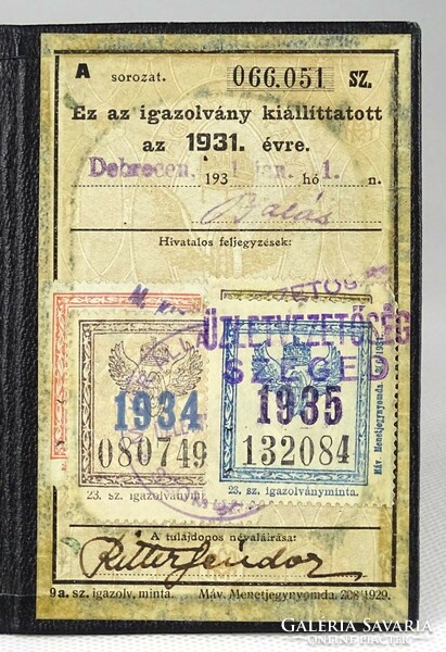 1J970 old railway pass dated 1931