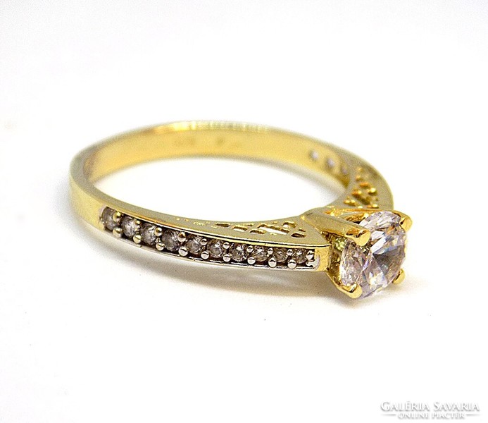 Gold solitaire ring with stones (zal-au109576)