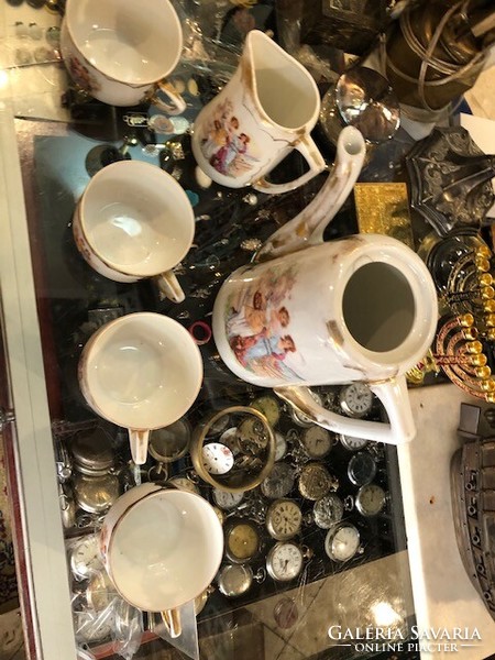 Victoria Czechoslovak tea set, from 1930, 4 cups, 2 spouts