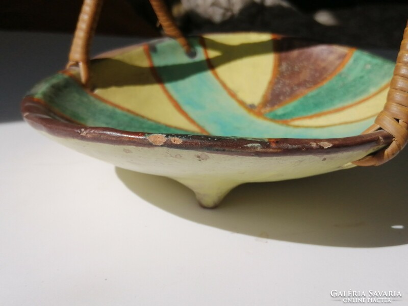 Colonial retro ceramic bowl with handles approx. 1960s