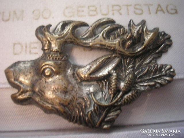 Antique, silver-plated deer large brooch 5 x 3.5-Cm