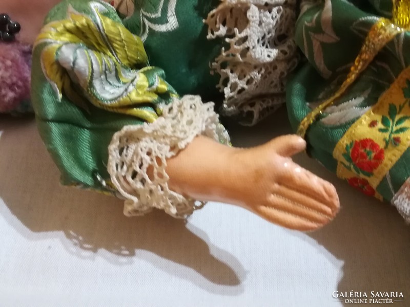 Antique sleeping matyó doll with papier-mâché head, 50 cm.