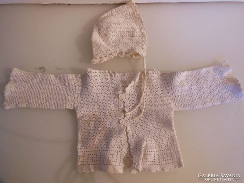Lace - christening gown - cap - hand crocheted - Austrian - perfect