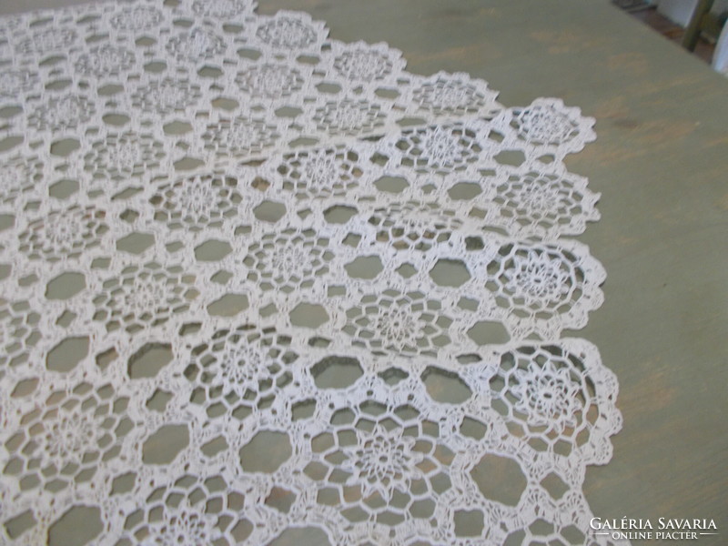 Beautiful large hexagonal crocheted lace tablecloth
