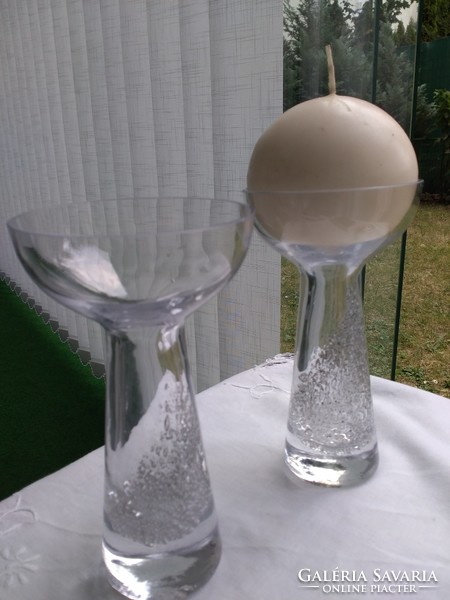 Finn buborékos üveg gyertyatartó vagy virág váza