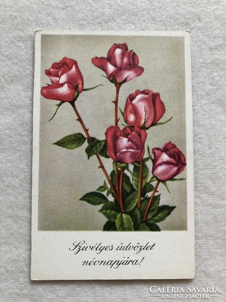 Antique, old postcard with rose flowers - postal clean