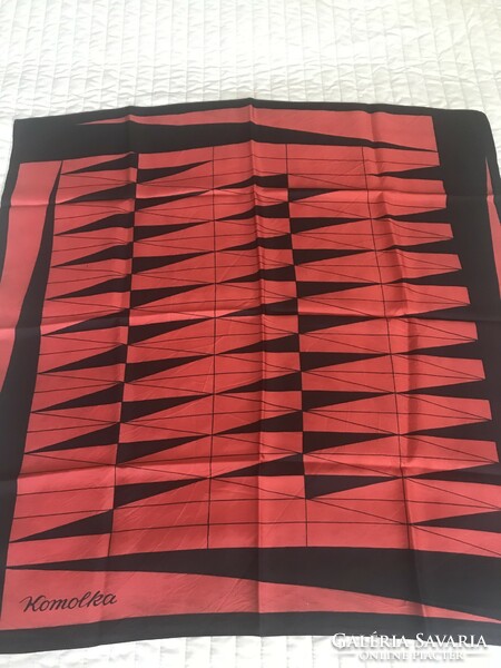 Silk scarf in red and black, 66 x 66 cm