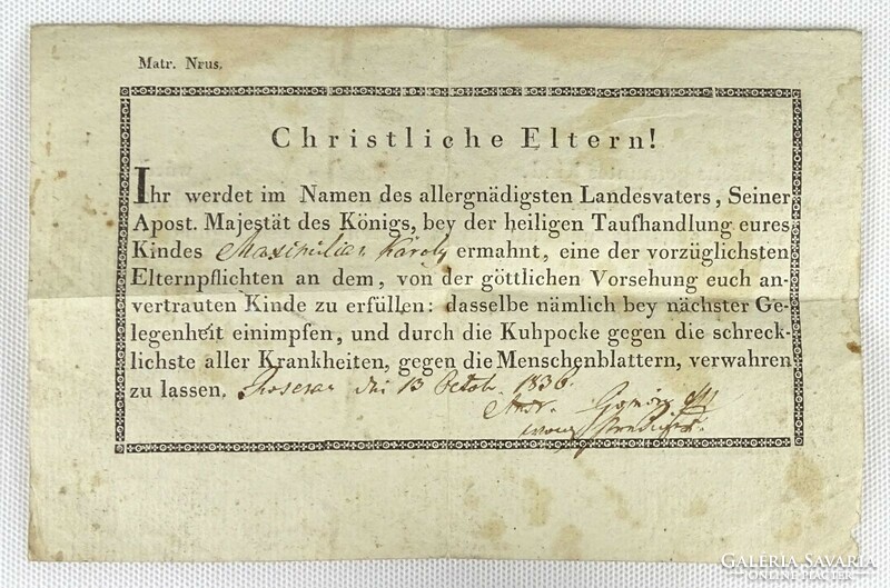 1K051 Antik német oltási bizonyítvány 1897