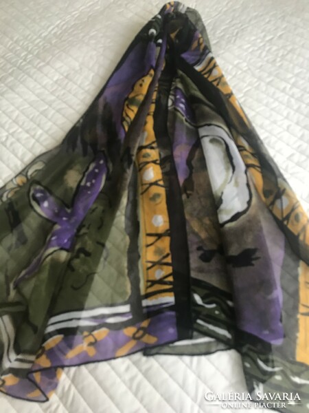Silk scarf with exotic patterns, 150 x 75 cm