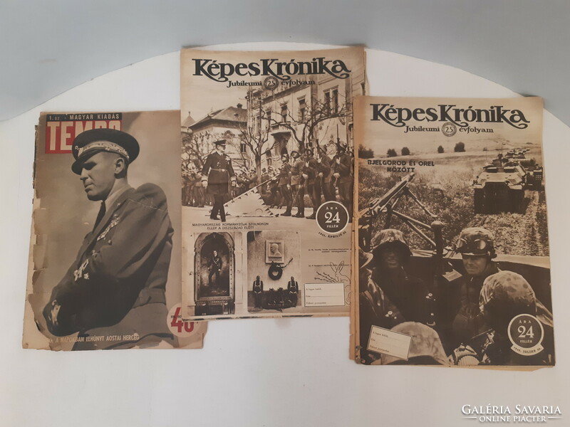 Régi katonai újságok 3 db Tempo Képes krónika Horthy Miklós