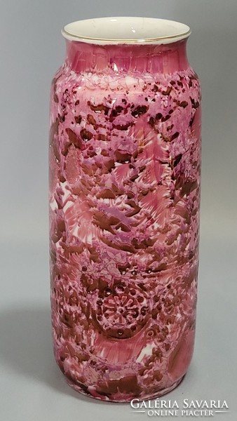 Hollóházi lüszter mázas porcelán váza