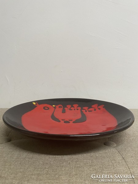 Hőgye Katalin painted - glazed ceramic wall bowl a22
