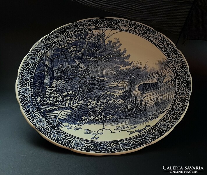 Óriási nehéz kék Delfts fali tányér.