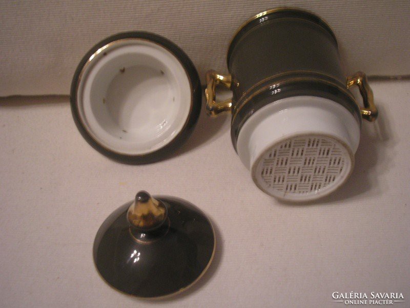 Antique tea set with S.P.M walkür mark, also equipped with an art deco filter
