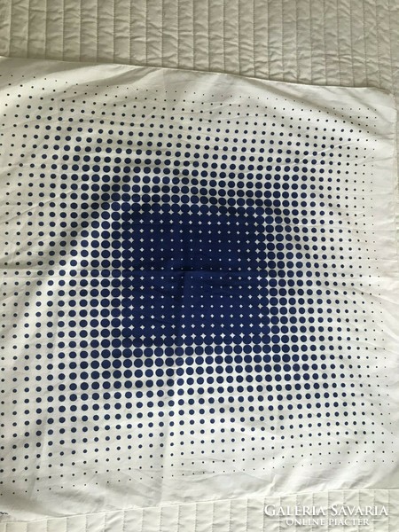Cotton scarf with dark blue dots, 65 x 63 cm