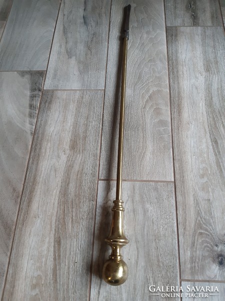 Hatalmas antik réz és öntött vas piszkavas (71 cm!)