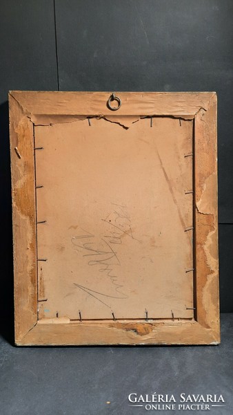 Nyírfák (olaj, karton, kerettel 38x31 cm) azonosítatlan alkotó - békés erdei tájkép