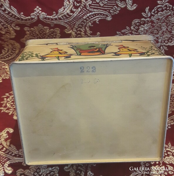 Antik gésás fém doboz, pléh teás doboz (M2895)
