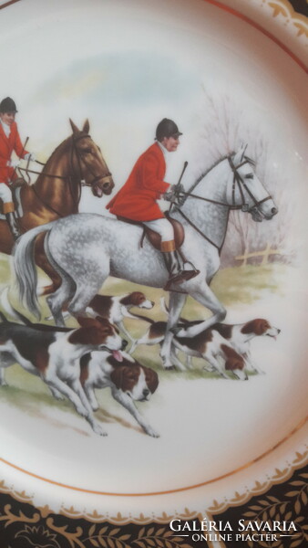 Horse beagles hunter decorative plate, large porcelain bowl (m2911)