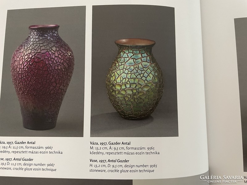 Zsolnay cracked base glaze shrink glazed porcelain vase gazder antal design modern retro mid century