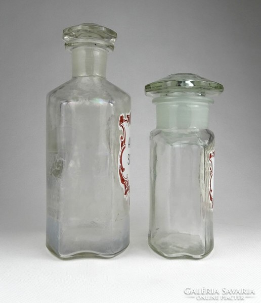 1I649 old pharmacy apothecary bottle 2 pieces