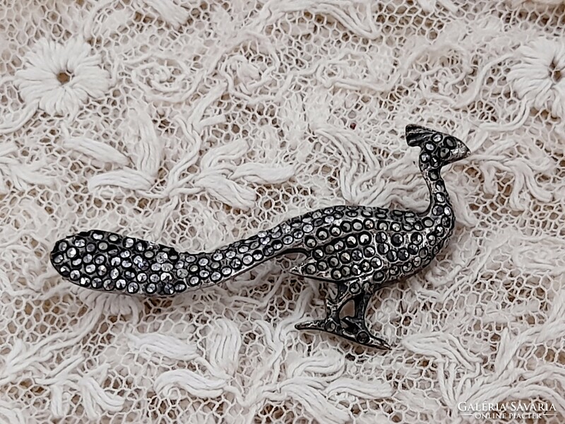 Old marcasite peacock brooch