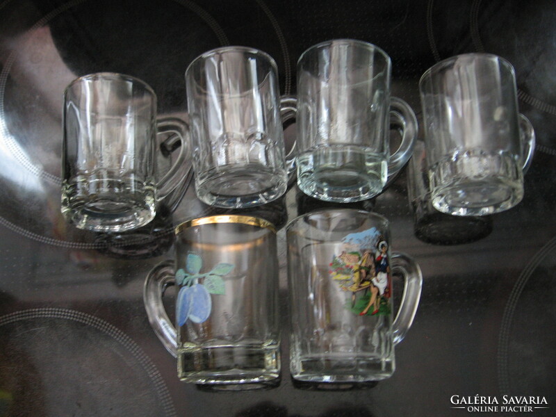 6 db retro üveg gyerek bögre, mokkás, pálinkás csésze francia és jugoszláv
