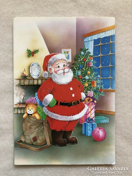 Karácsonyi kinyithatós képeslap, Mikulás, ajándékok, karácsonyfa    -  Ausztrália