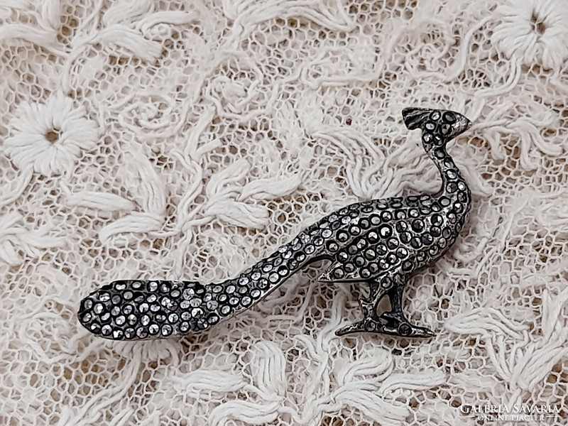 Old marcasite peacock brooch