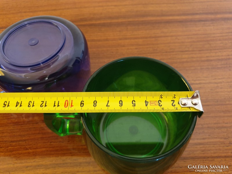 Retro műanyag bögre kék zöld fehér nagy csésze 3 db