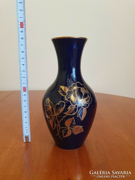 Blue cobalt vase, unter weiss bach, 18 cm