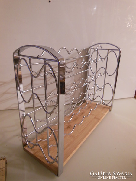 Stand - new - 33 x 25 x 17 cm stainless steel - wood - spiced glass stand