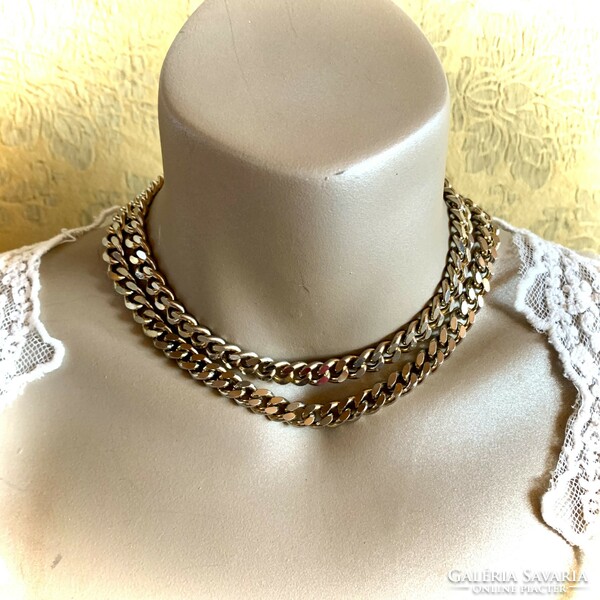 Old vintage thick gold plated metal chain from the 70s, heavy statement necklace, chain