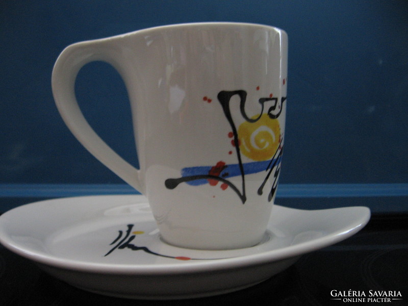 Designed by Silva Haigermoser limitált 2007-es Memphis Styl művészi kávés csésze szett