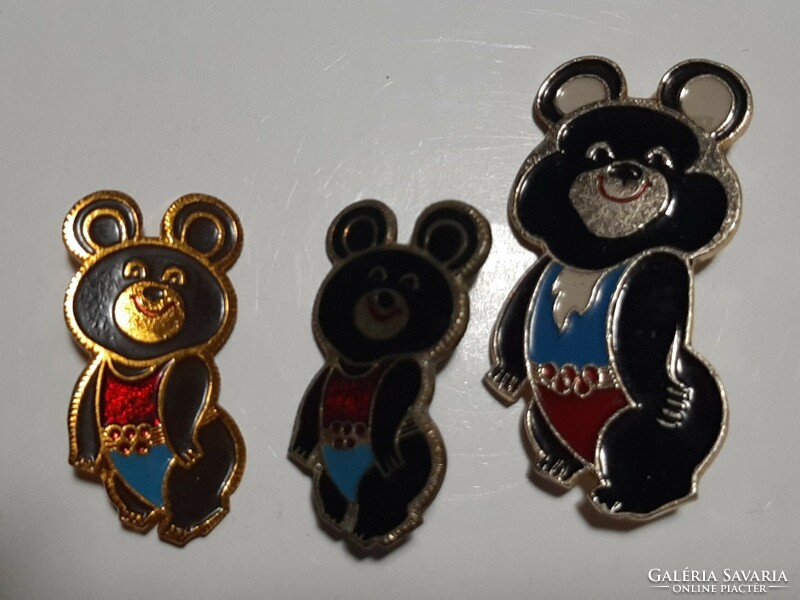 1980 - Olympic mascot misa bear badges 3 pcs