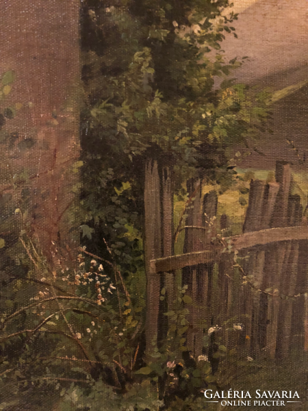 Unknown painter: garden under the mountains, end of the 19th century