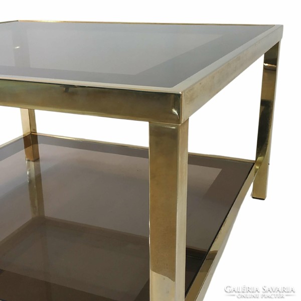 Glass table pair with 23k gold - b291