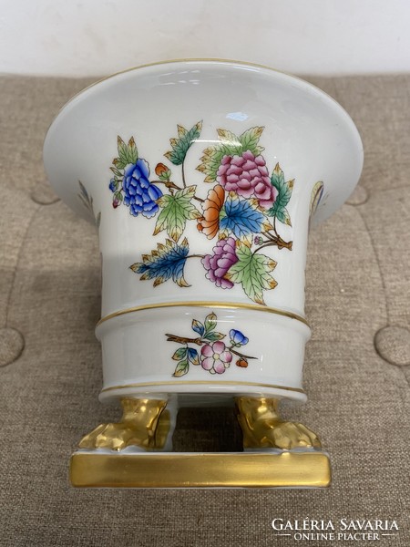Herend Viktoria patterned porcelain nail vase rare v0