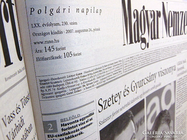 2007 August 24 / Hungarian nation / birthday!? Original newspaper! No.: 22442