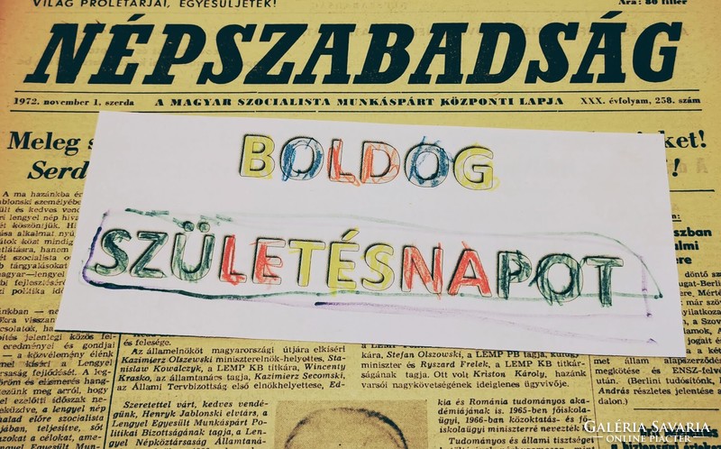 1974 szeptember 4  /  NÉPSZABADSÁG  /  SZÜLETÉSNAPRA!? Eredeti, régi újság :-) Ssz.:  18315