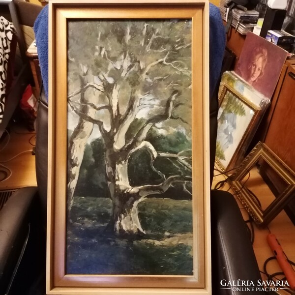 Sycamore tree oil painting landscape