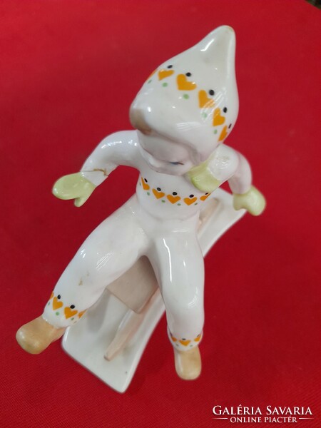 Aquincum sledding girl porcelain figurine..