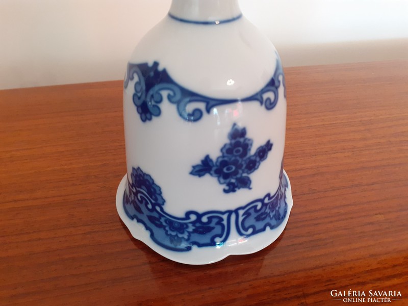 Régi Wallendorf Echt Kobalt porcelán kék virágos csengő harang 18 cm