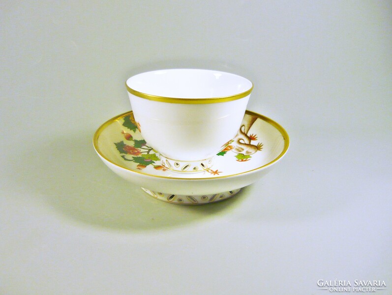 Herend, Chinese (grue) pattern hand-painted masterpiece porcelain coffee cup, saucer (b101)