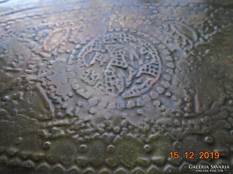 Berber niello, thick copper oval tray with very detailed treble punched patterns