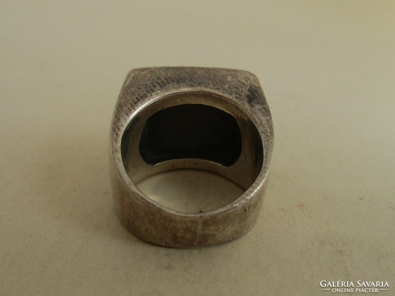 Szép art deco stílusú fekete köves ezüst gyűrű 20g