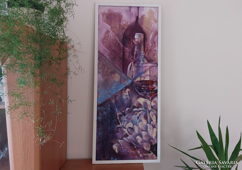 Remek festmény borospincébe 103x43 cm kerettel