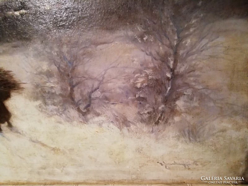 Kalmán V. Sashegyi: barrels of oil, canvas painting, in a nice frame, 100 x 75 cm