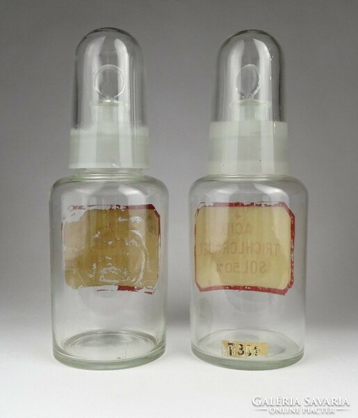 1I796 old pharmacy glass apothecary jar pair 22.5 Cm